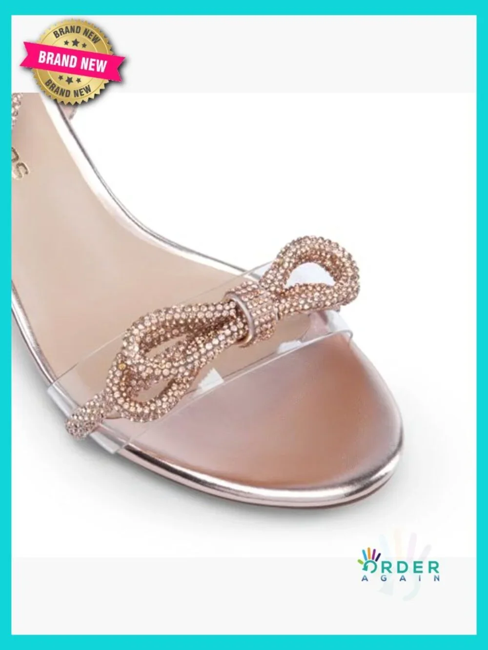 Double Bow Rhinestone Crystal Sandals Low Chunky Heels Slingback Dress Shoes